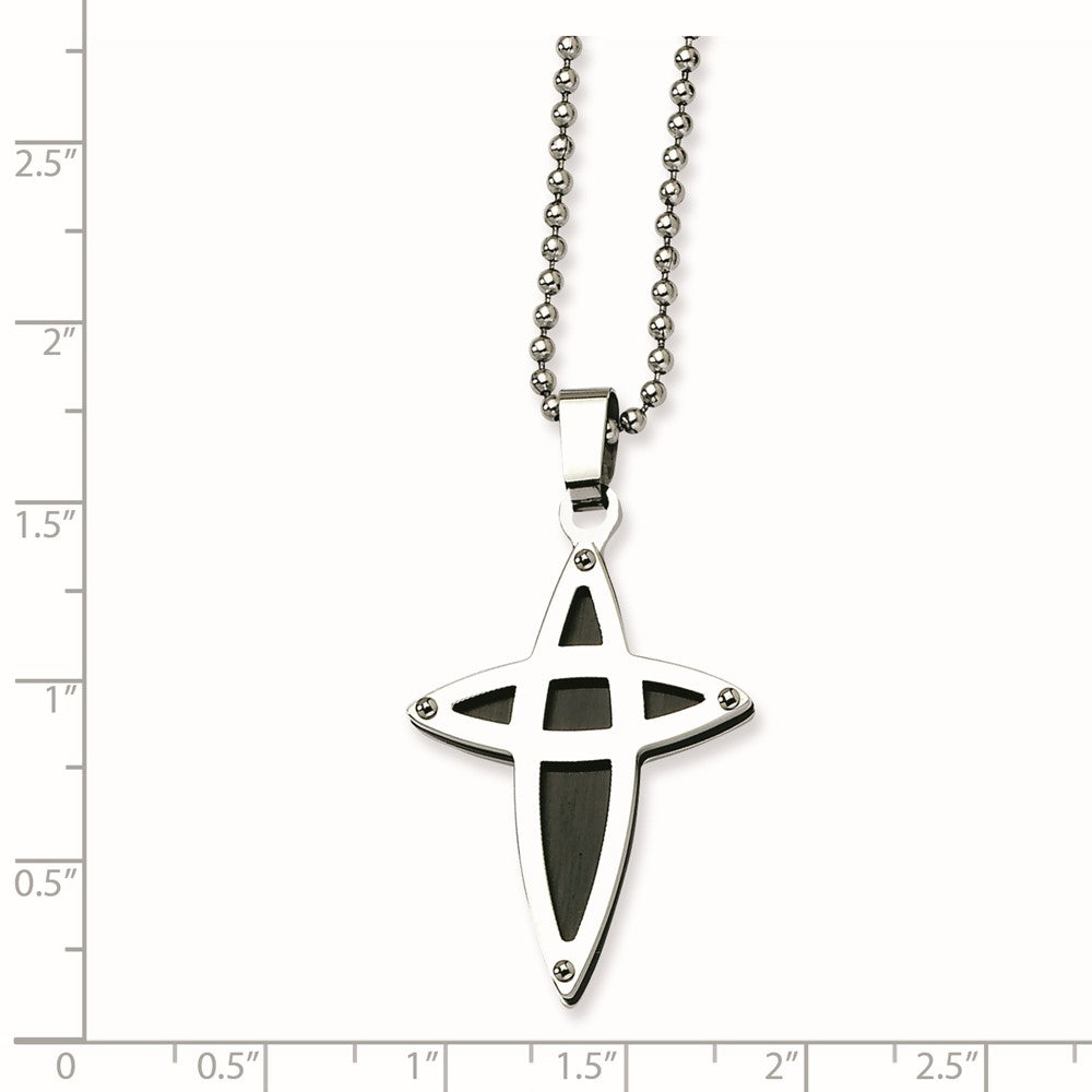Stainless Steel Black Ip-Plated Cross Necklace