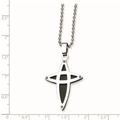 Stainless Steel Black Ip-Plated Cross Necklace