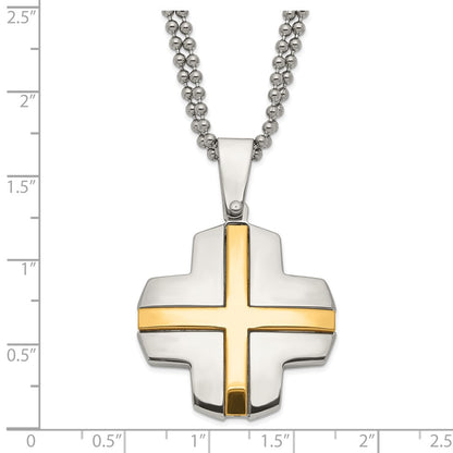Stainless Steel Yellow Ip-Plated Cross Necklace