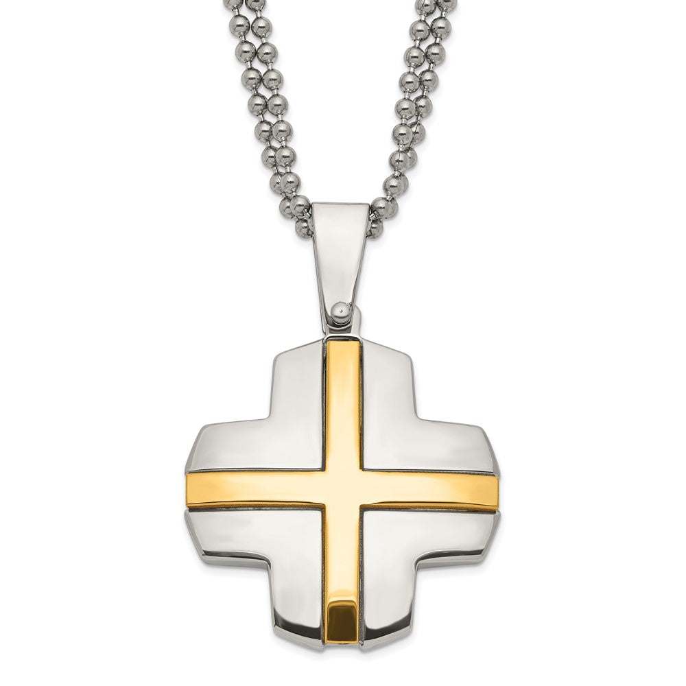 Stainless Steel Yellow Ip-Plated Cross Necklace