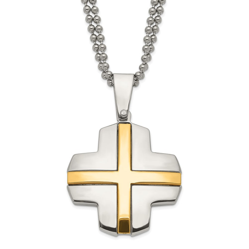 Stainless Steel Yellow Ip-Plated Cross Necklace