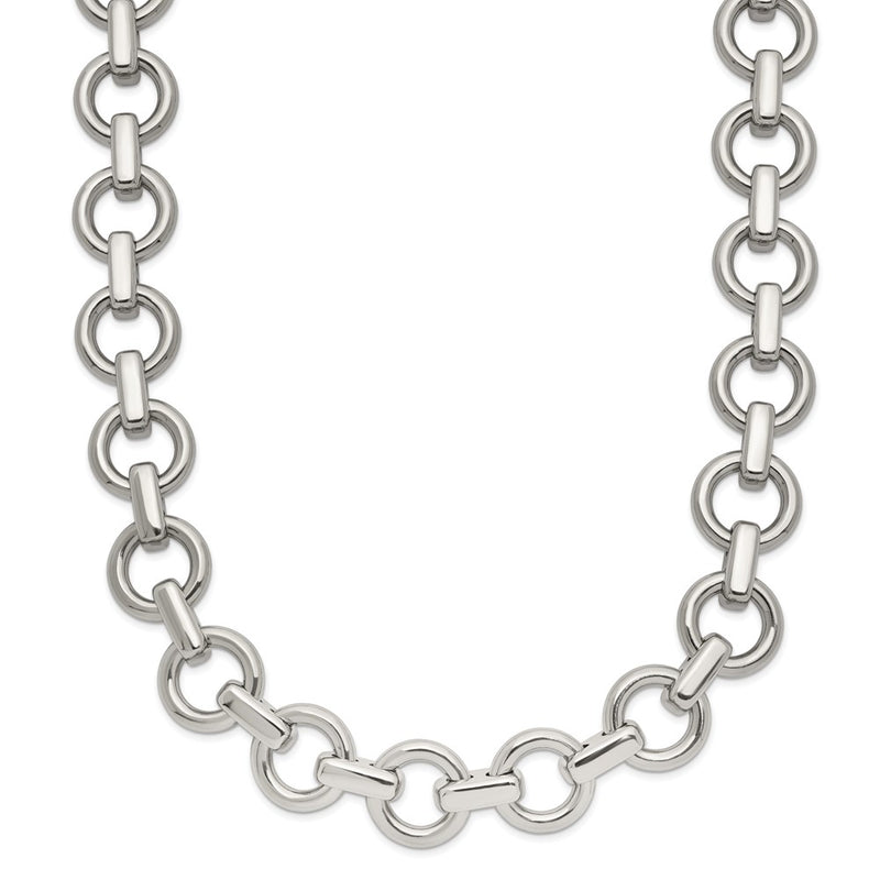 Stainless Steel Chisel Polished 20 Inch Circle Link Necklace