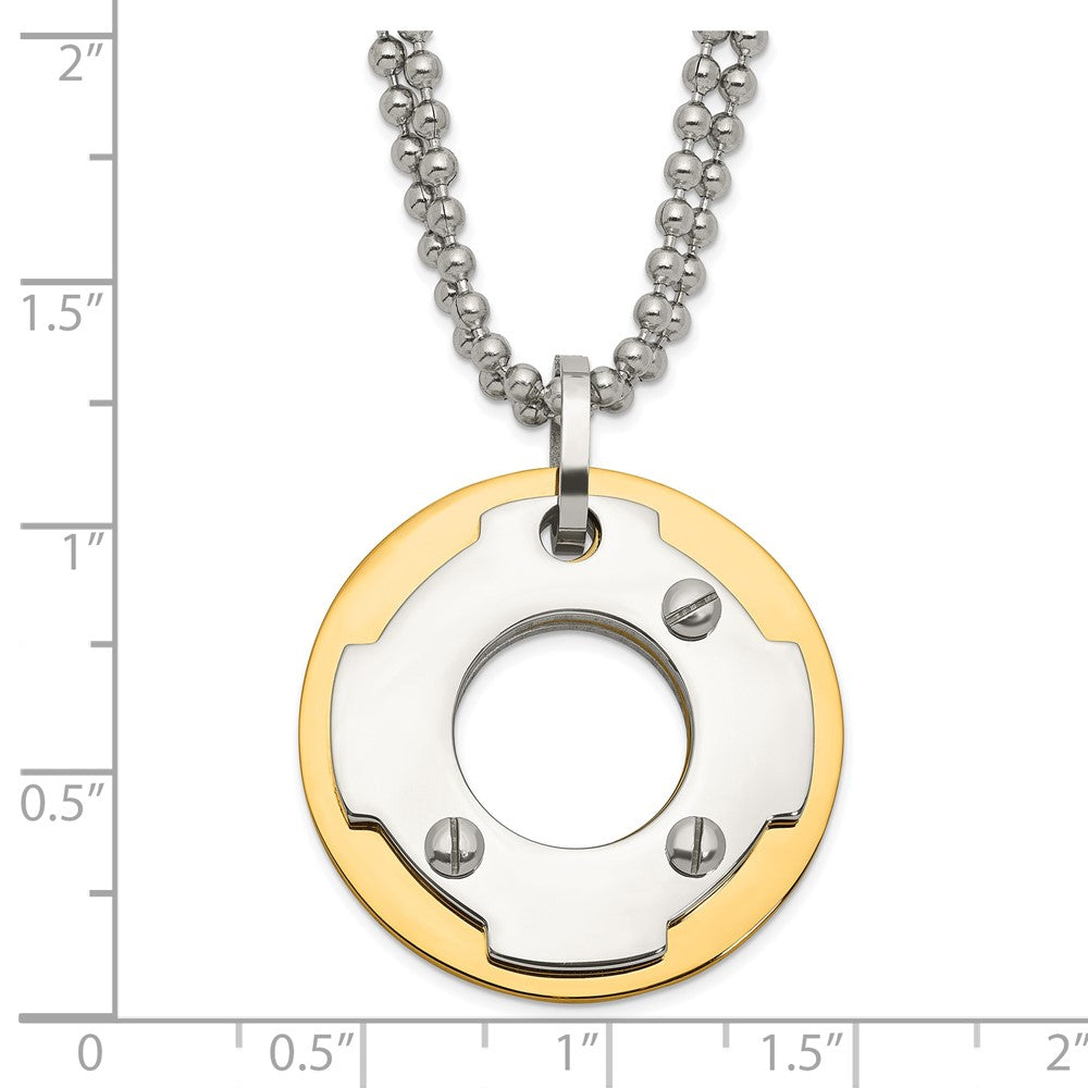 Stainless Steel Yellow Ip-Plated Circle Double Necklace