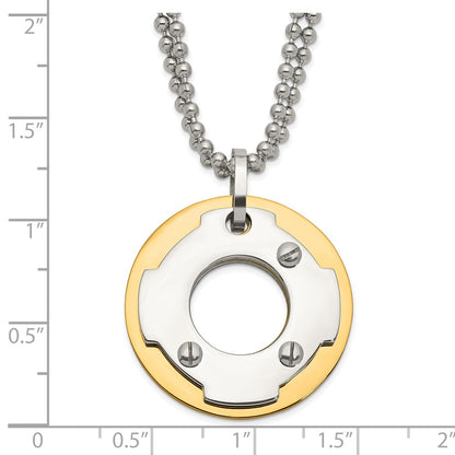 Stainless Steel Yellow Ip-Plated Circle Double Necklace