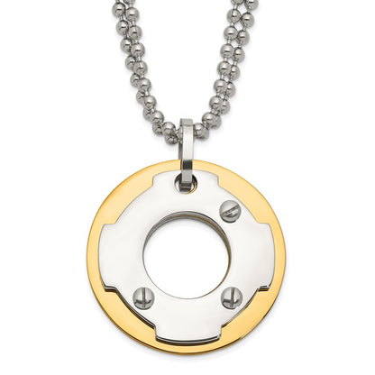 Stainless Steel Yellow Ip-Plated Circle Double Necklace