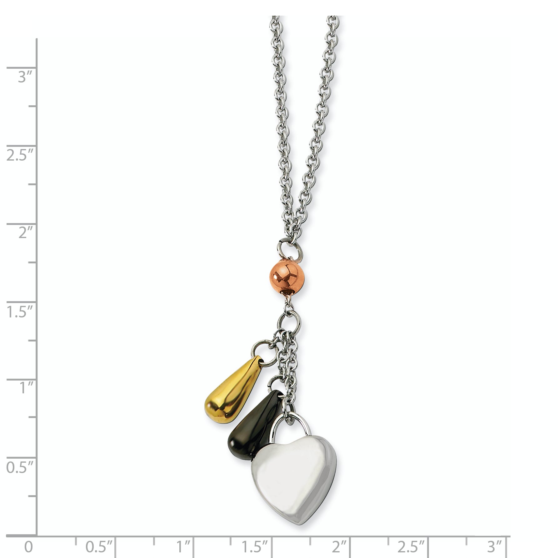 Stainless Steel Heart W/ Multicolor Ip-Plated Accents Necklace