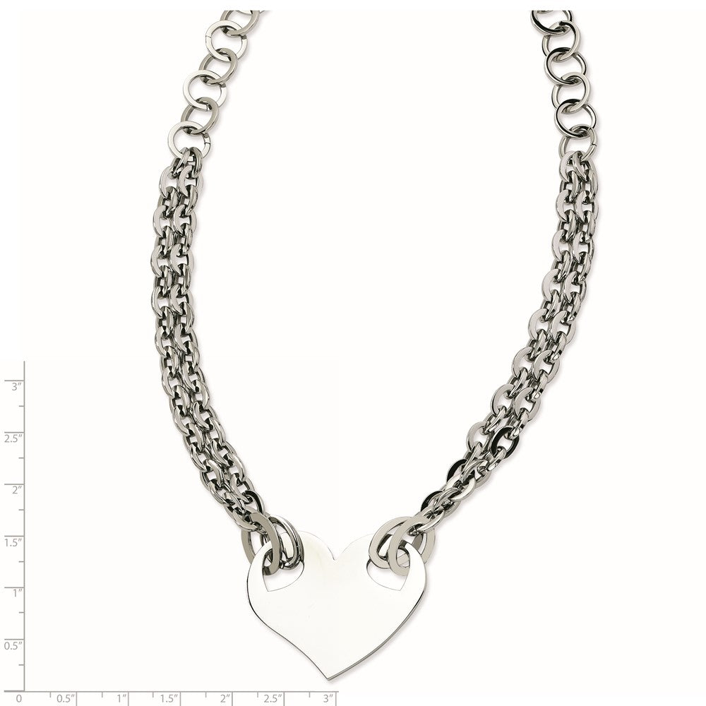 Stainless Steel Polished Heart 20In Necklace
