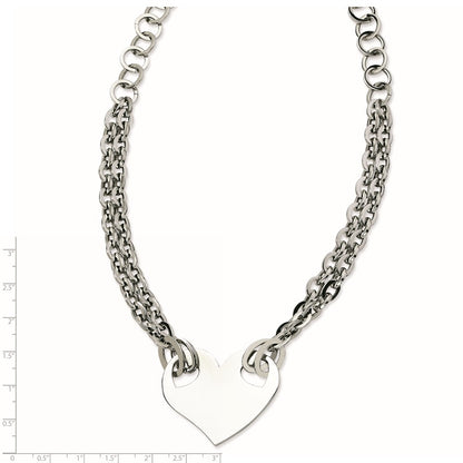 Stainless Steel Polished Heart 20In Necklace