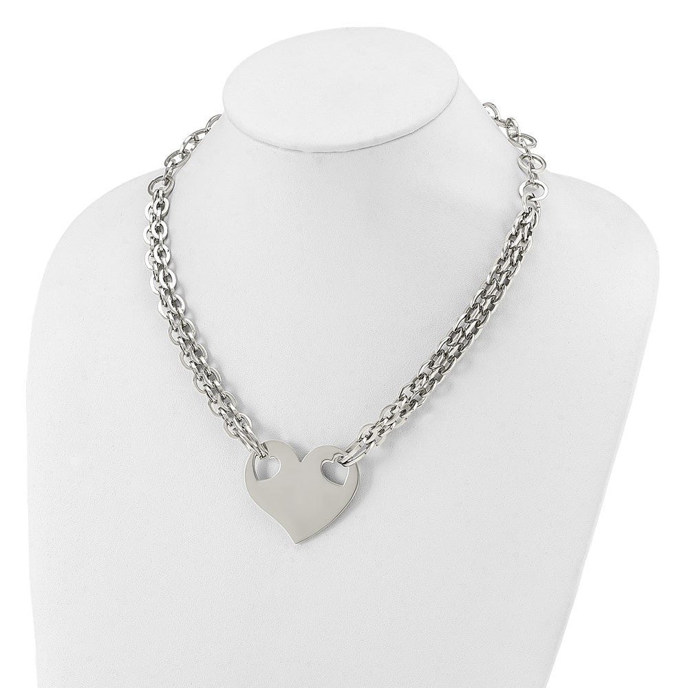 Stainless Steel Polished Heart 20In Necklace