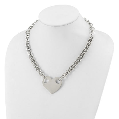 Stainless Steel Polished Heart 20In Necklace