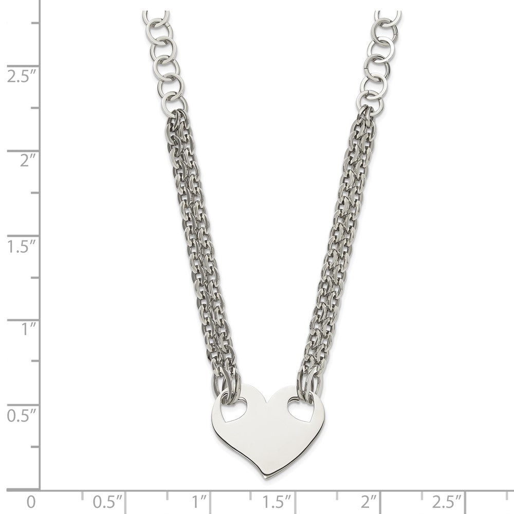 Stainless Steel Polished Heart 20In Necklace