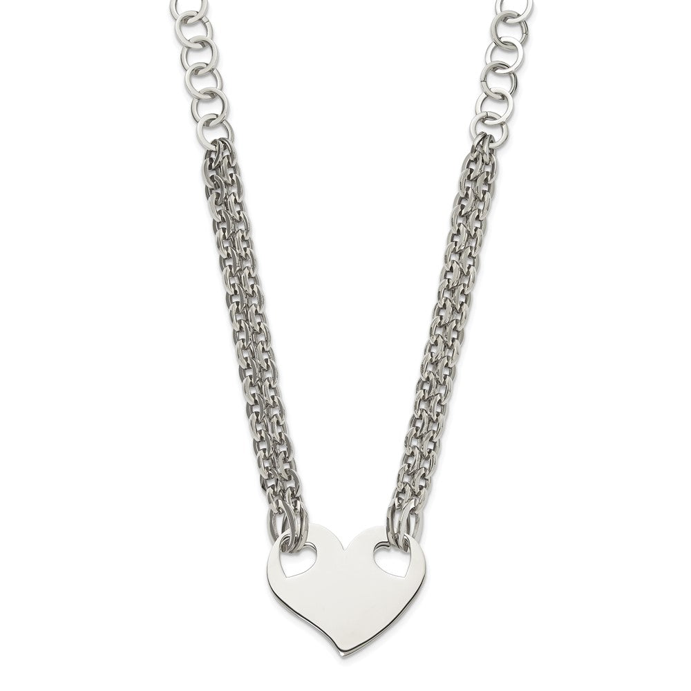 Stainless Steel Polished Heart 20In Necklace