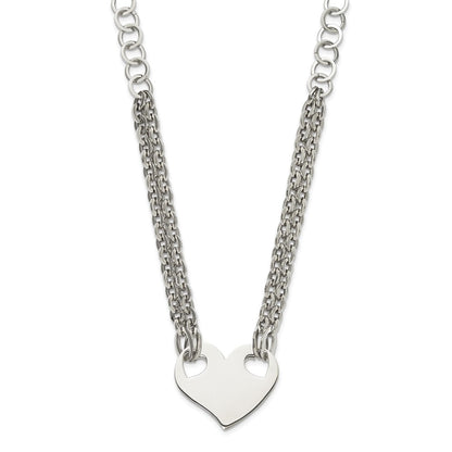 Stainless Steel Polished Heart 20In Necklace