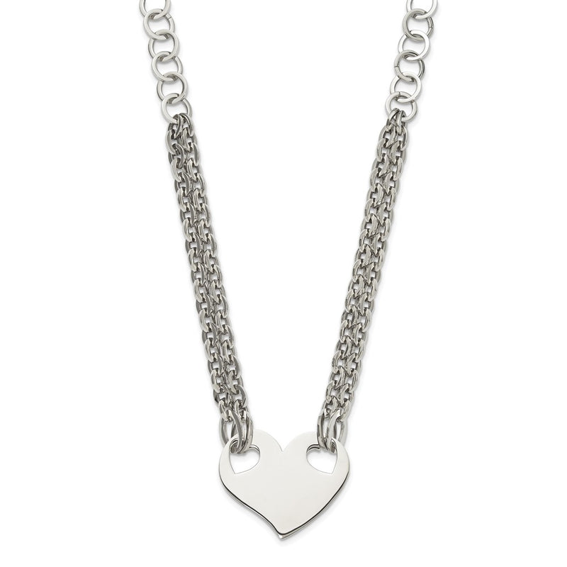 Stainless Steel Polished Heart 20In Necklace