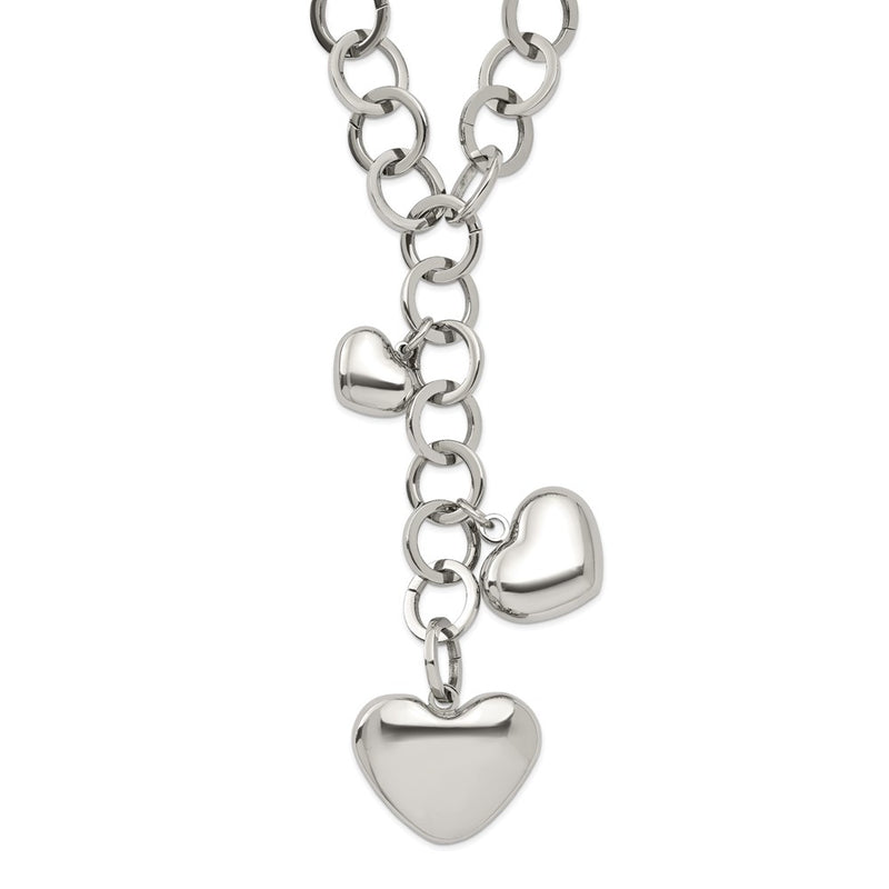 Stainless Steel Polished Hearts 28In Y Necklace