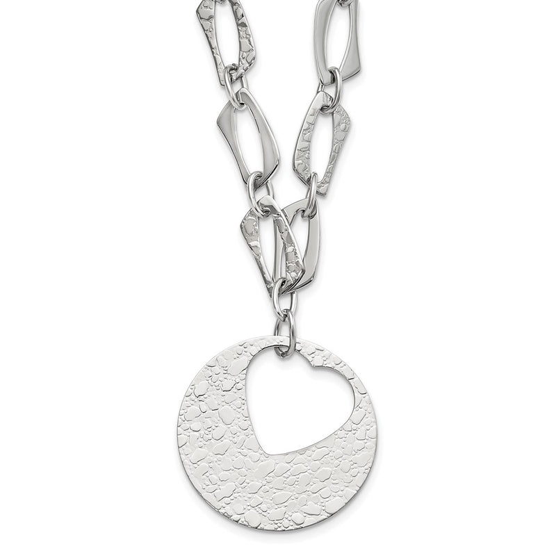 Stainless Steel Heart Cutout Pendant With 2 Inch Ext Necklace