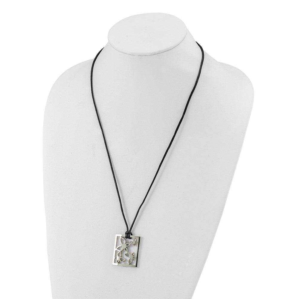 Stainless Steel Polished Square Butterfly Necklace