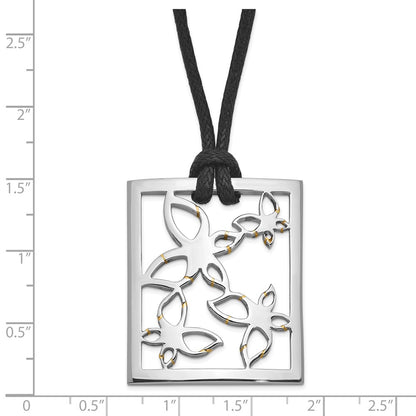 Stainless Steel Polished Square Butterfly Necklace