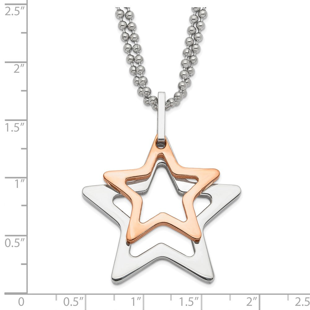 Stainless Steel & Rose Ip-Plated Stars Necklace