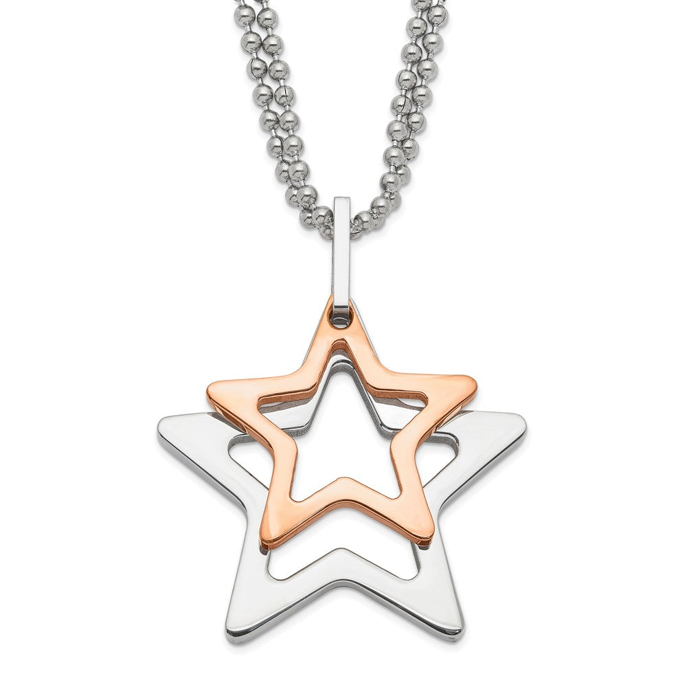 Stainless Steel & Rose Ip-Plated Stars Necklace