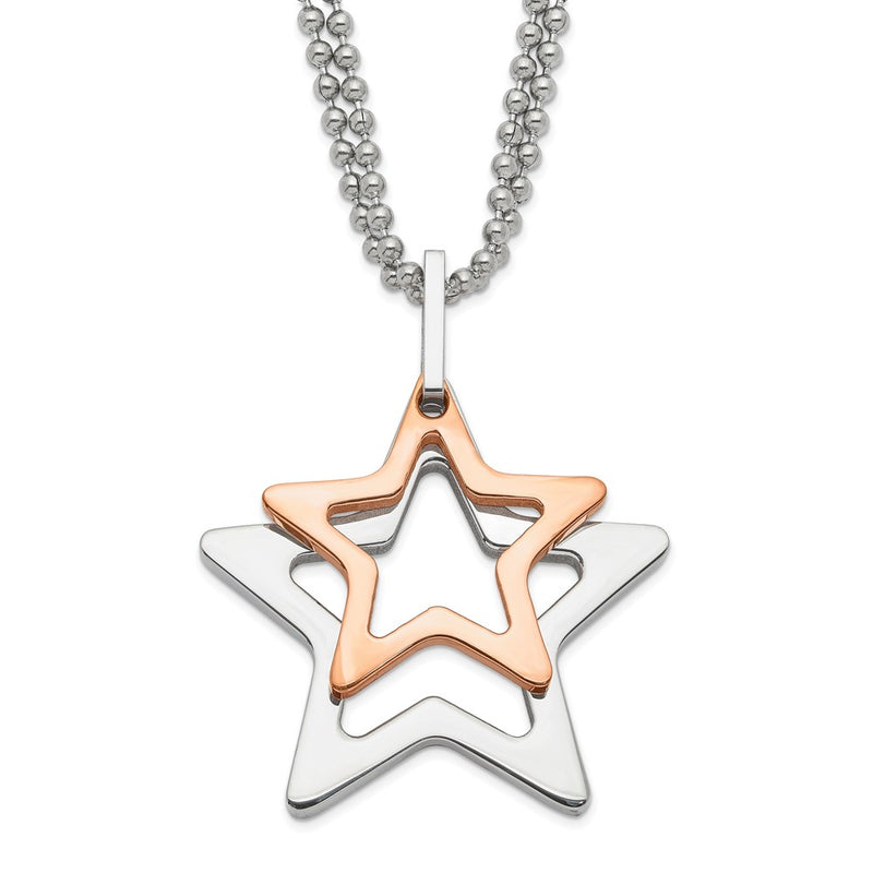 Stainless Steel & Rose Ip-Plated Stars Necklace