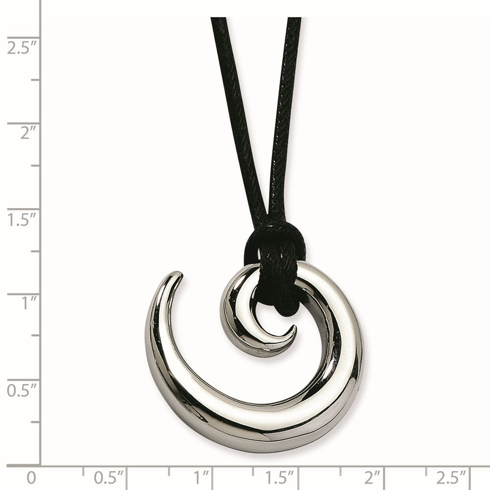 Stainless Steel Polished Swirl 24In Cord Necklace