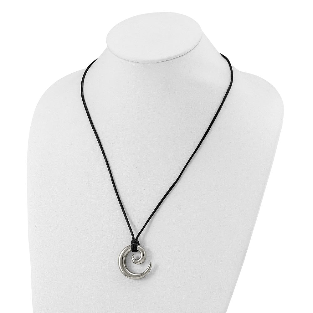 Stainless Steel Polished Swirl 24In Cord Necklace