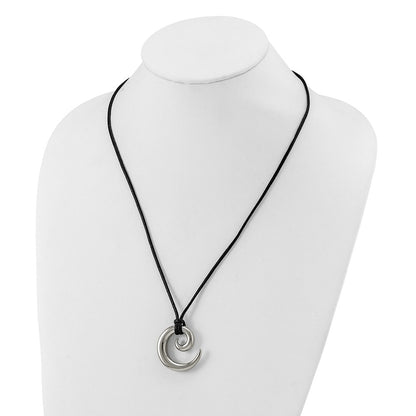 Stainless Steel Polished Swirl 24In Cord Necklace