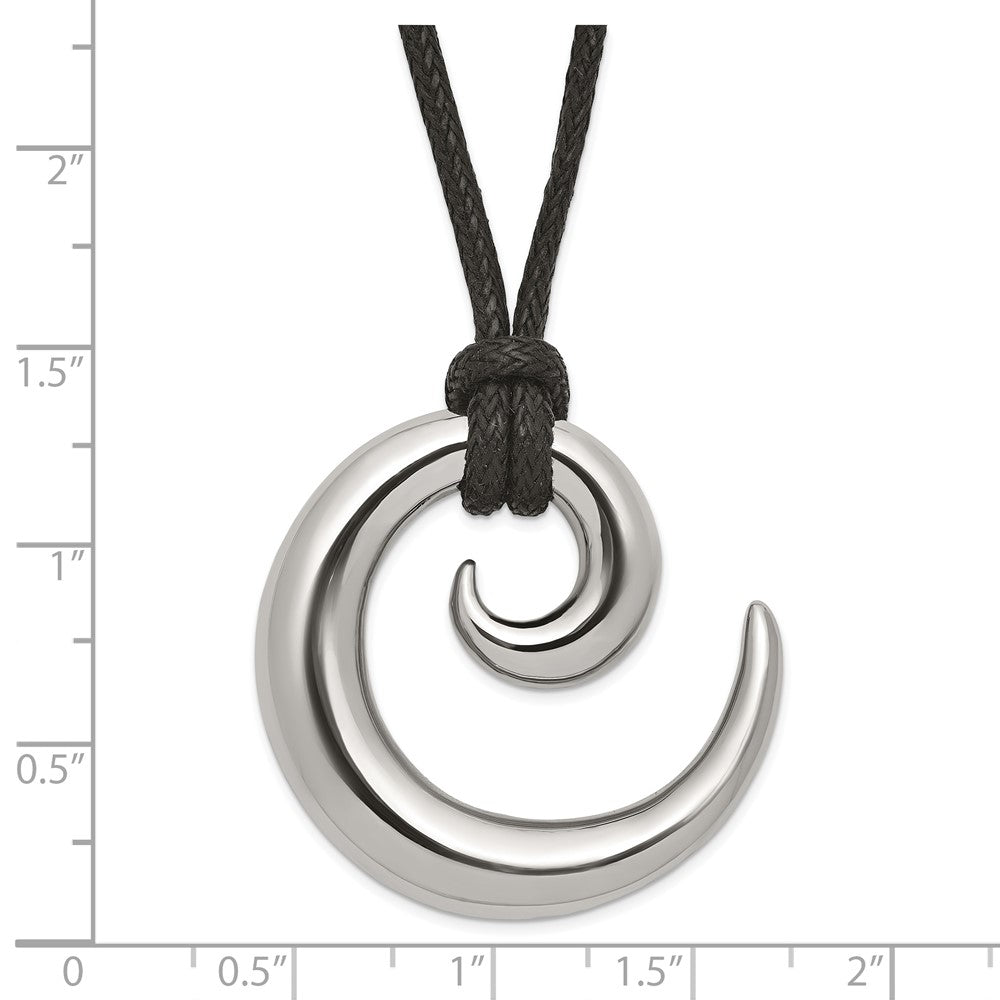 Stainless Steel Polished Swirl 24In Cord Necklace