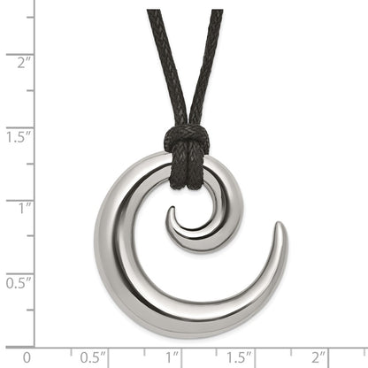 Stainless Steel Polished Swirl 24In Cord Necklace