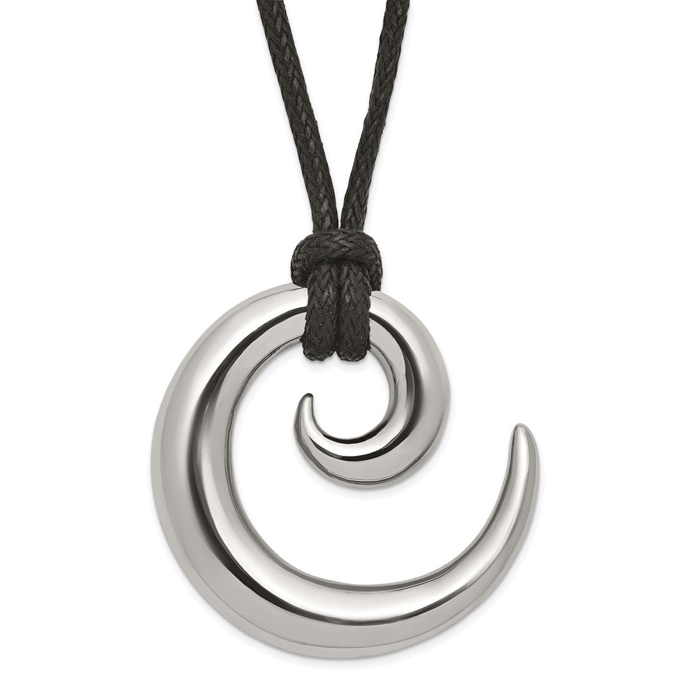 Stainless Steel Polished Swirl 24In Cord Necklace