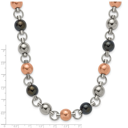 Stainless Steel Rose & Black Ip Plated 20In Necklace