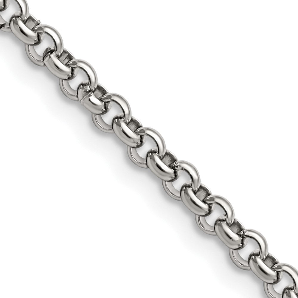 Stainless Steel Chisel Polished 3.9mm 18 Inch Rolo Chain Necklace
