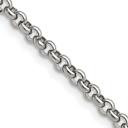 Stainless Steel Chisel Polished 3.9mm 18 Inch Rolo Chain Necklace