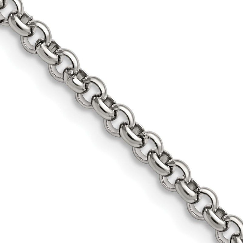 Stainless Steel Chisel Polished 3.9mm 24 Inch Rolo Chain Necklace
