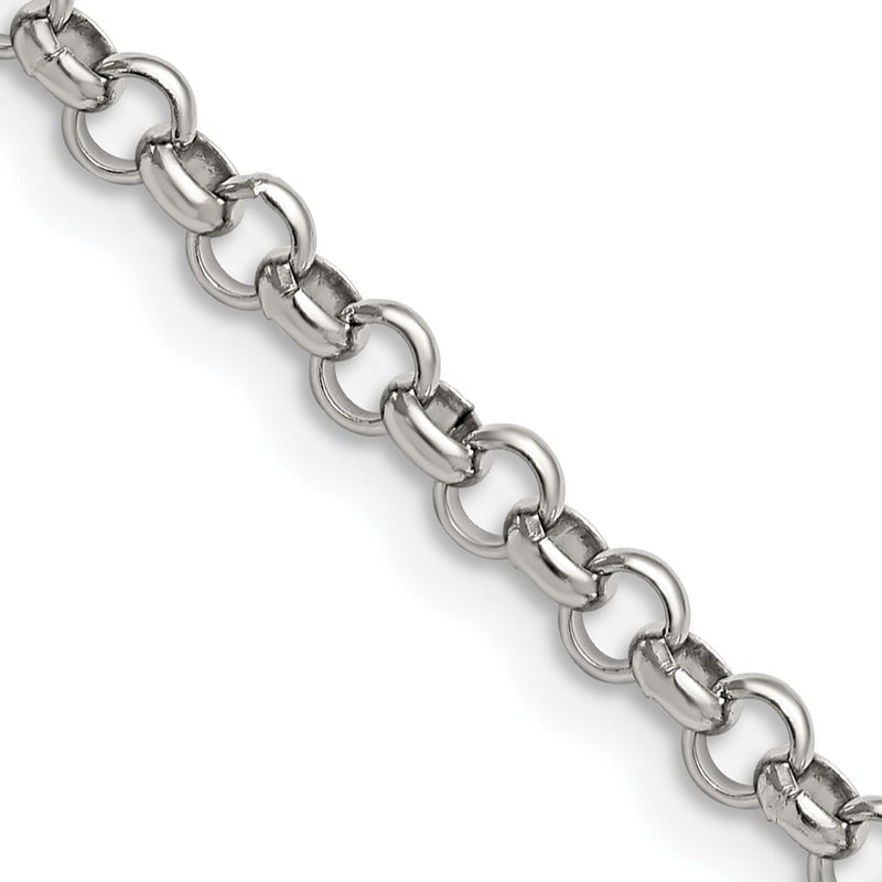 Stainless Steel Chisel Polished 4.6mm 24 Inch Rolo Chain Necklace