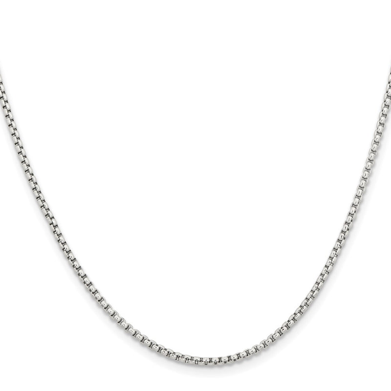 Stainless Steel Chisel Polished 2.2mm 18 Inch Rounded Box Chain Necklace