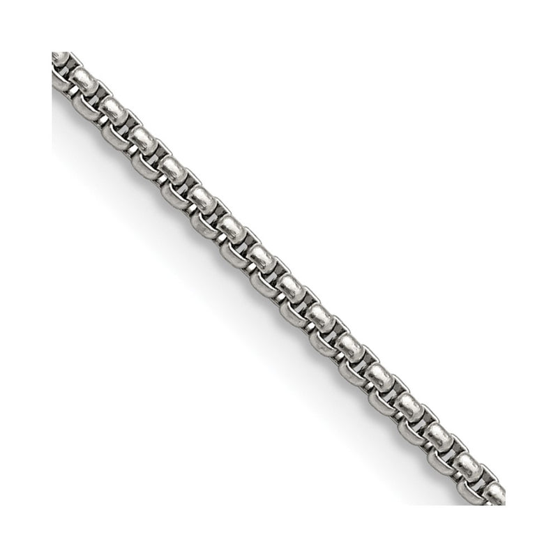 Stainless Steel Chisel Polished 2.2mm 18 Inch Rounded Box Chain Necklace