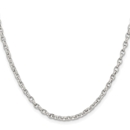 Stainless Steel Chisel Polished 3.2mm 20 Inch Cable Chain Necklace