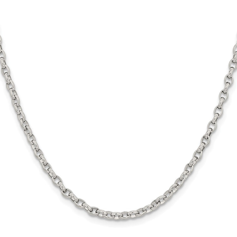 Stainless Steel Chisel Polished 3.2mm 18 Inch Cable Chain Necklace