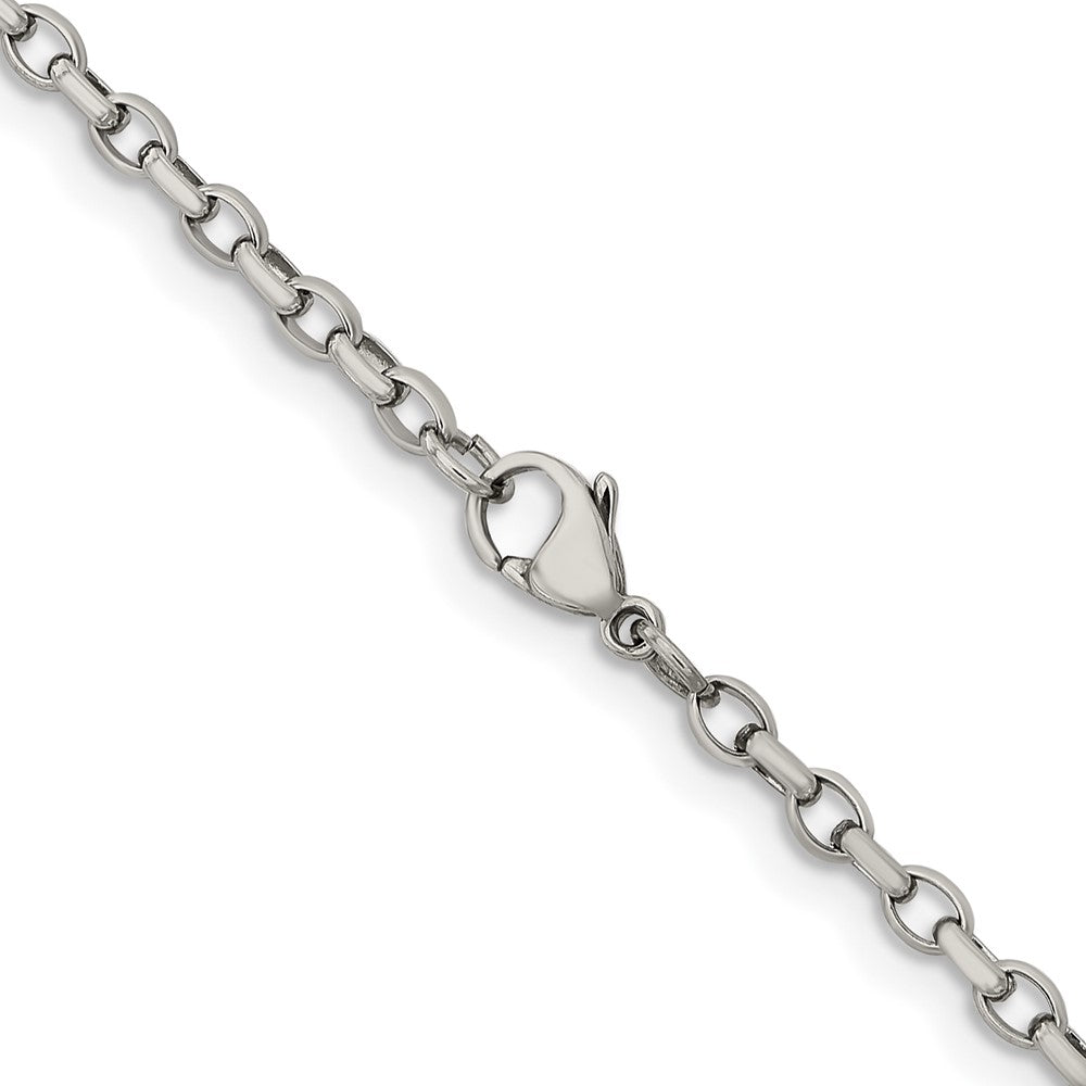 Stainless Steel Chisel Polished 3.2mm 20 Inch Cable Chain Necklace