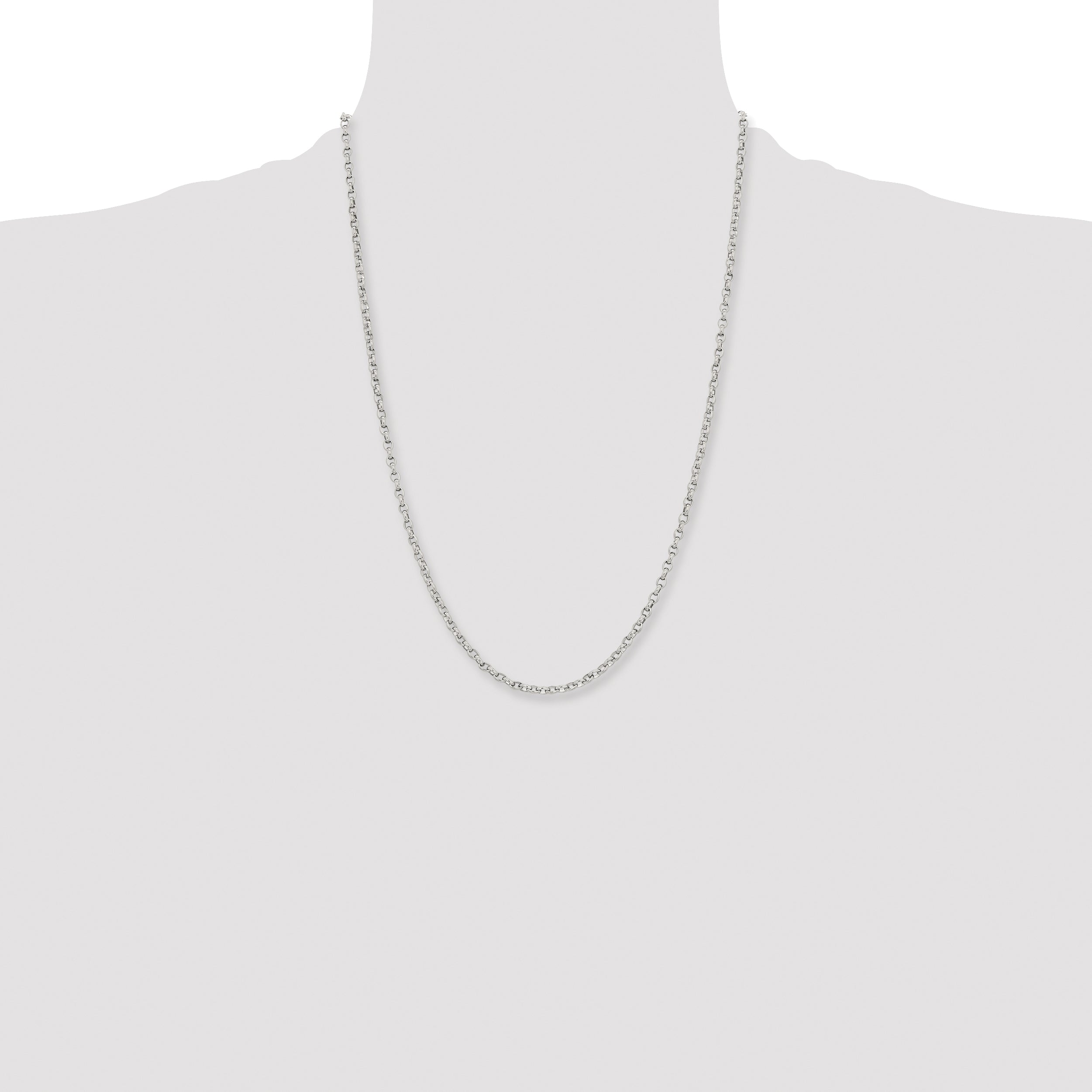 Stainless Steel Chisel Polished 3.2mm 24 Inch Cable Chain