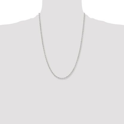 Stainless Steel Chisel Polished 3.2mm 24 Inch Cable Chain
