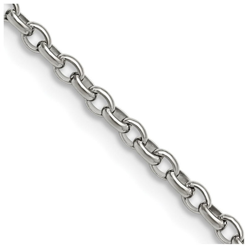 Stainless Steel Chisel Polished 3.2mm 18 Inch Cable Chain Necklace