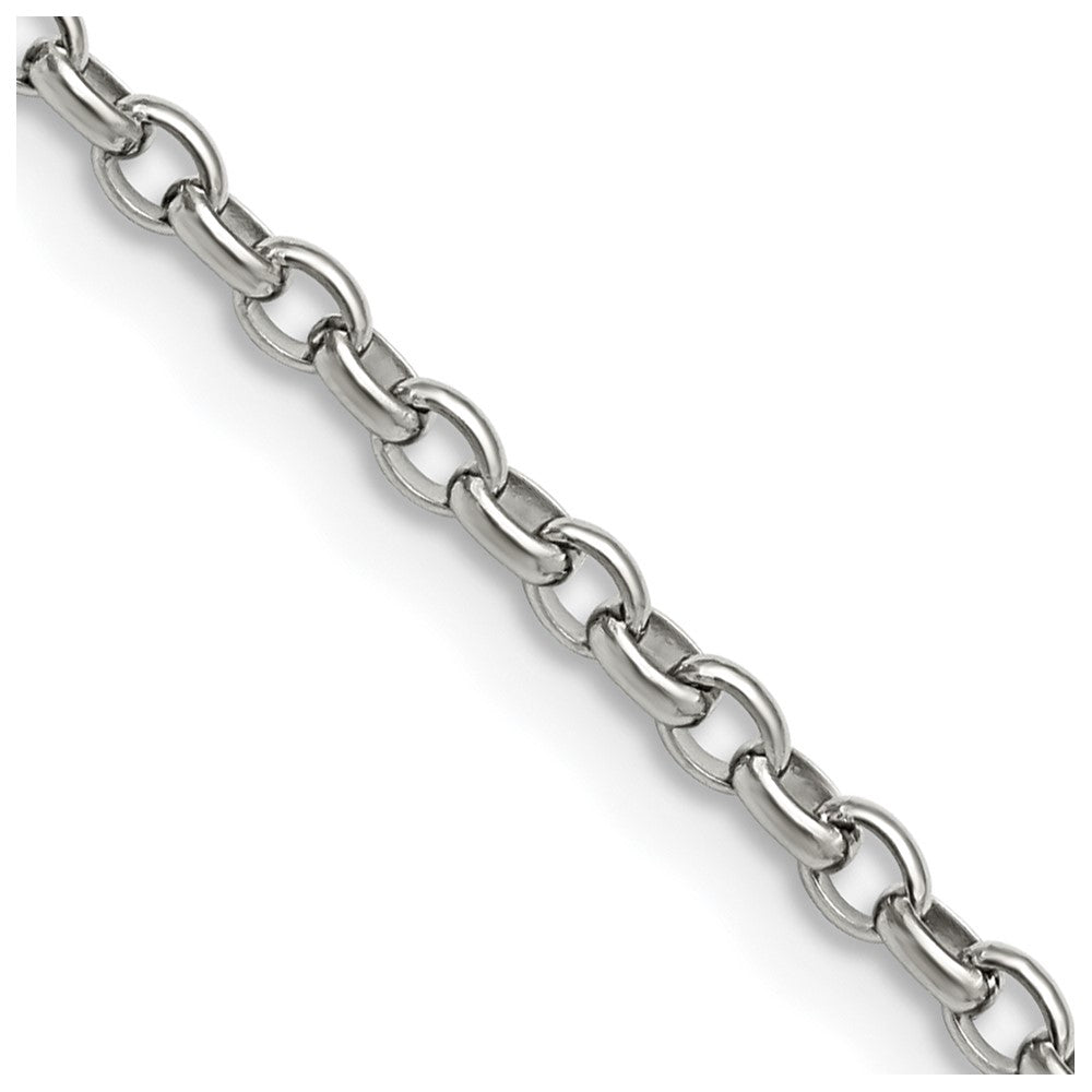 Stainless Steel Chisel Polished 3.2mm 20 Inch Cable Chain Necklace