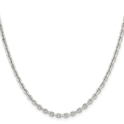 Stainless Steel Chisel Polished 3.4mm 20 Inch Cable Chain Necklace