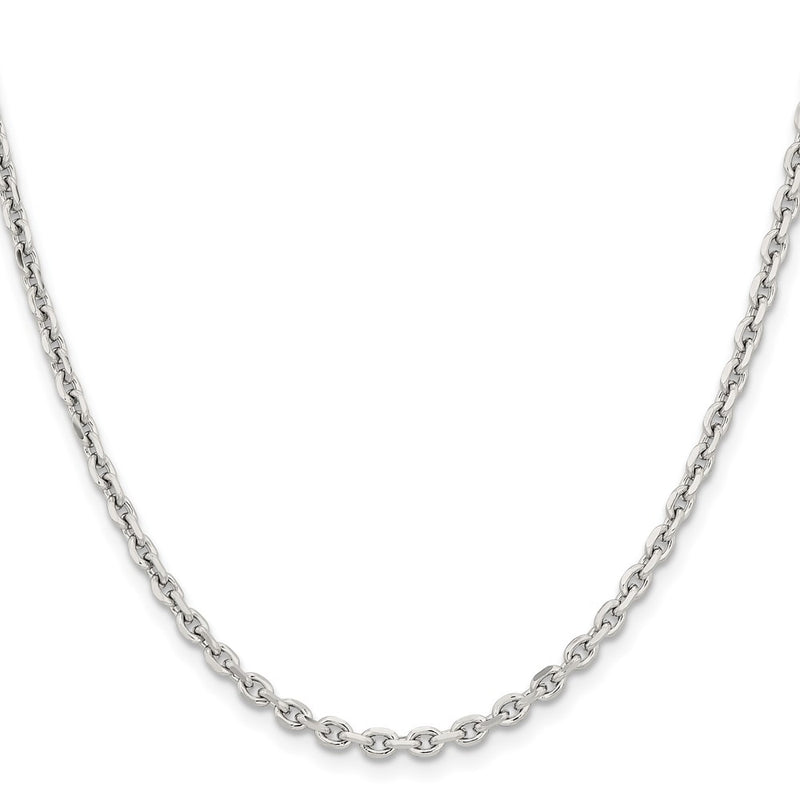 Stainless Steel Chisel Polished 3.4mm 22 Inch Cable Chain Necklace