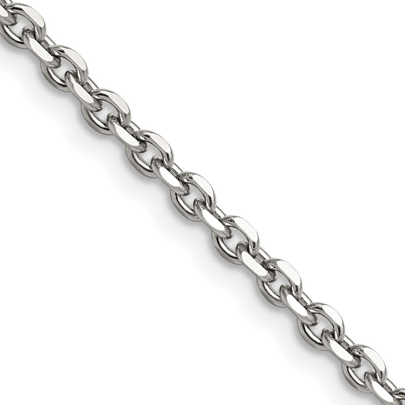 Stainless Steel Chisel Polished 3.4mm 24 Inch Cable Chain Necklace