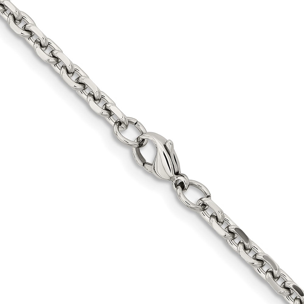 Stainless Steel Chisel Polished 4.3mm 20 Inch Cable Chain Necklace