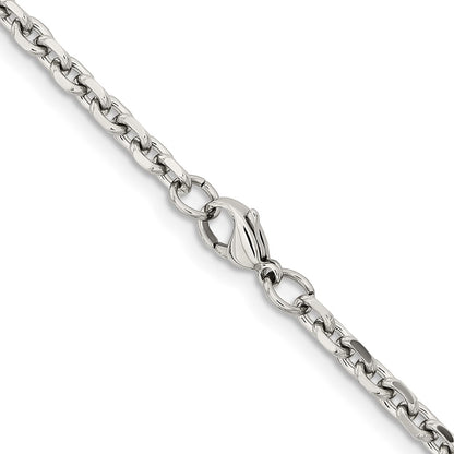 Stainless Steel Chisel Polished 4.3mm 20 Inch Cable Chain Necklace